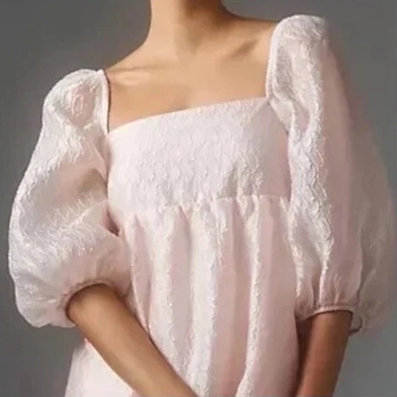 Anthropologie Textured Puff-Sleeve Dress Size XS - Picture 2 of 13